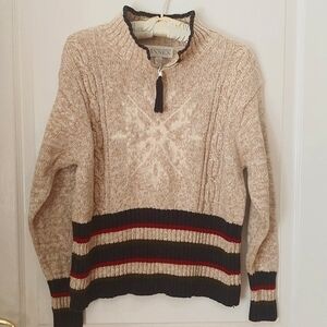 Vintage Casual Corner  Quarter Zip Snowflake Sweater. Size L
